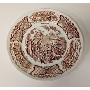 Fair Winds Brown Dessert Plate Alfred Meakin New York Harbor Cannon‎ Port 1830
